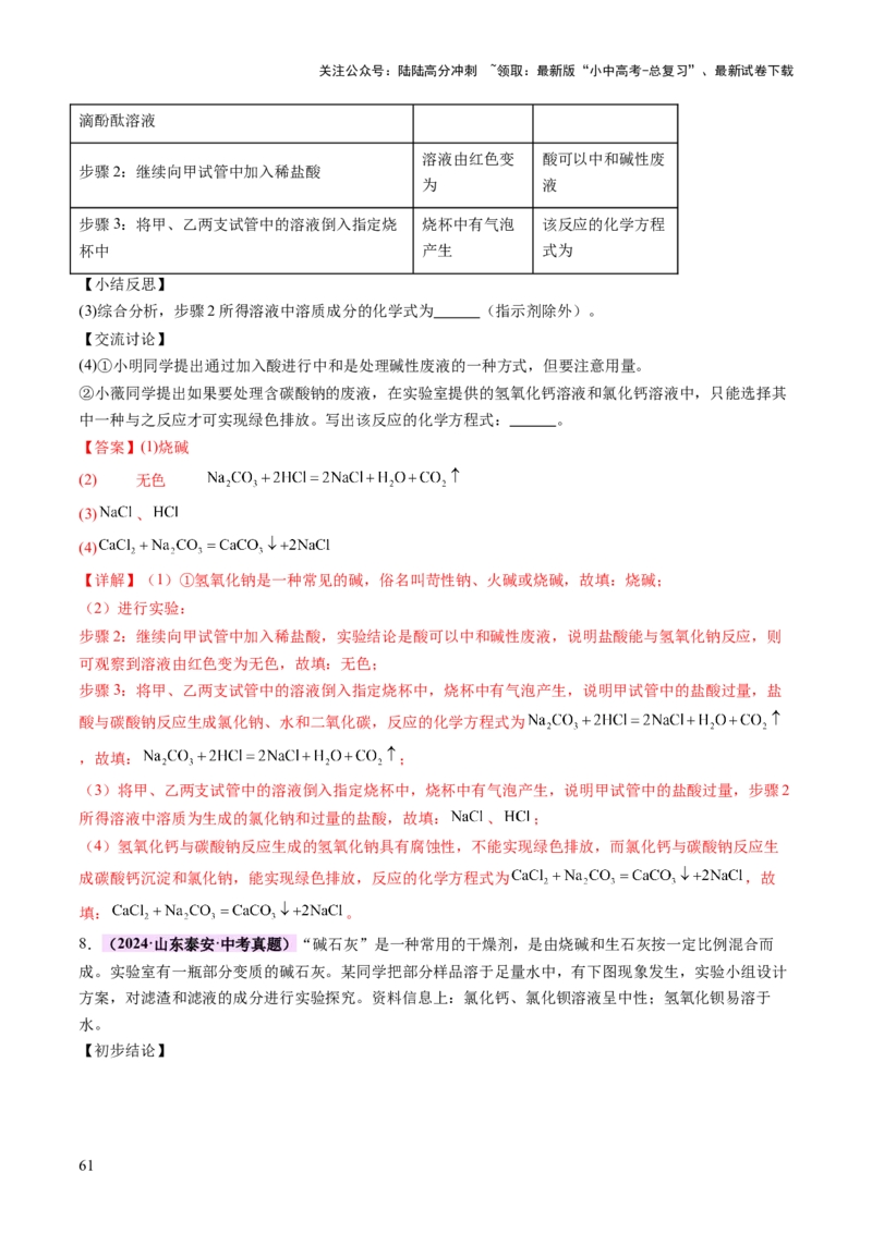 专题四实验探究题（讲练）（解析版）_02中考总复习（2026版更新中）_05-化学-中考总复习_2025年中考复习资料_2025中考二轮课件ppt+讲义+练习化学_讲义+练习