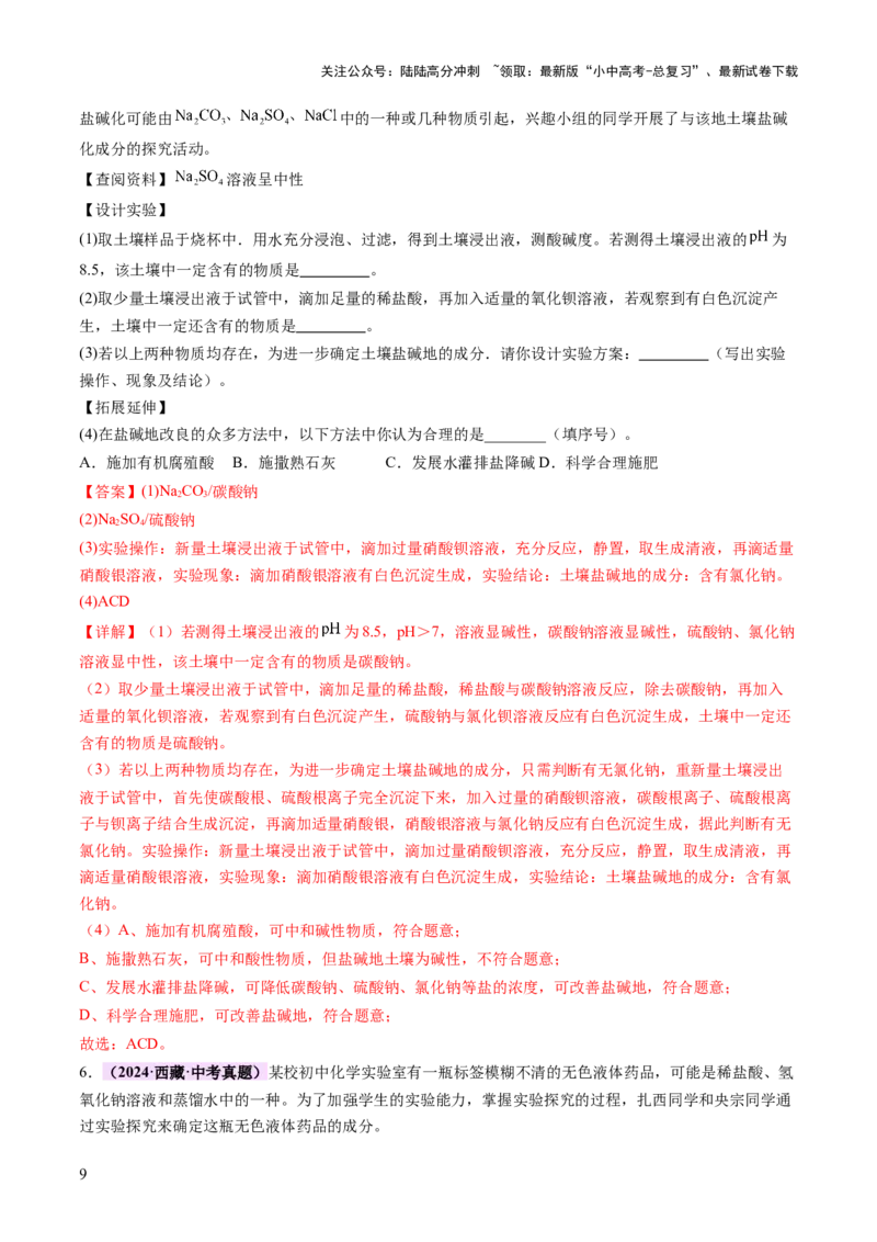 专题四实验探究题（讲练）（解析版）_02中考总复习（2026版更新中）_05-化学-中考总复习_2025年中考复习资料_2025中考二轮课件ppt+讲义+练习化学_讲义+练习
