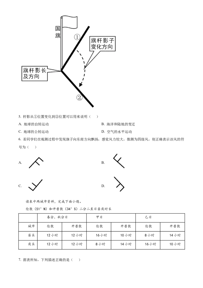 精品解析：北京市石景山区2019-2020学年七年级上学期期末地理试题（原卷版）(1)_北京初中期末题_C605-京七八九_B京地理七八九_地理_北京7上地理_2019-2020