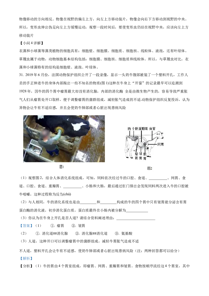 精品解析：北京市通州区2021-2022学年七年级上学期期末生物试题（解析版）(1)_北京初中期末题_C605-京七八九_B京生物七八九_北京7上生物_2021-2022