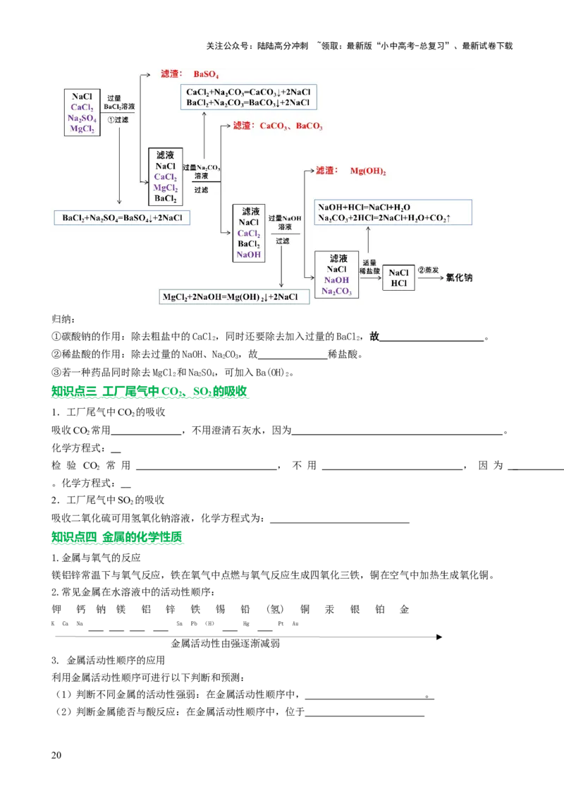 专题三工艺流程题（讲练）（原卷版）_02中考总复习（2026版更新中）_05-化学-中考总复习_2025年中考复习资料_2025中考二轮课件ppt+讲义+练习化学_讲义+练习