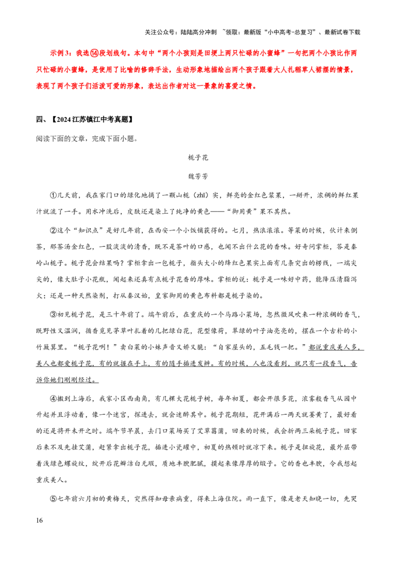 专题56文学类文本之人物（人物描写手法、人物形象、次要人物）（知识梳理+练习）(解析版）_02中考总复习（2026版更新中）_01-语文-中考总复习_2025年中考资料