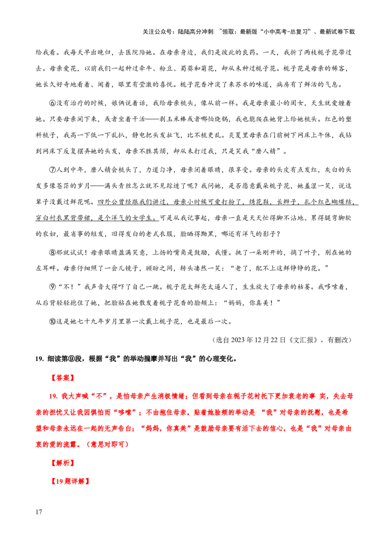 专题56文学类文本之人物（人物描写手法、人物形象、次要人物）（知识梳理+练习）(解析版）_02中考总复习（2026版更新中）_01-语文-中考总复习_2025年中考资料