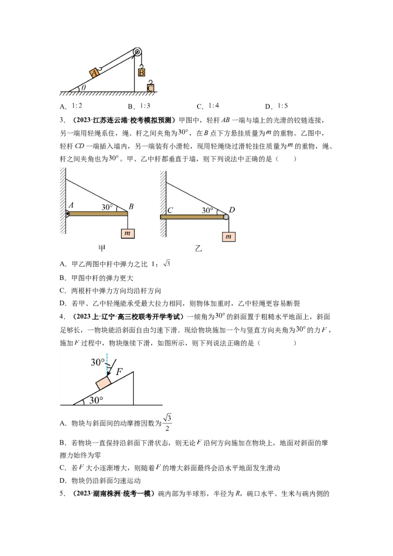 专题01力与物体的平衡（原卷版）_4.2025物理总复习_2024年新高考资料_2.2024二轮复习_2024年高考物理二轮热点题型归纳与变式演练（新高考通用）_专题01力与物体的平衡