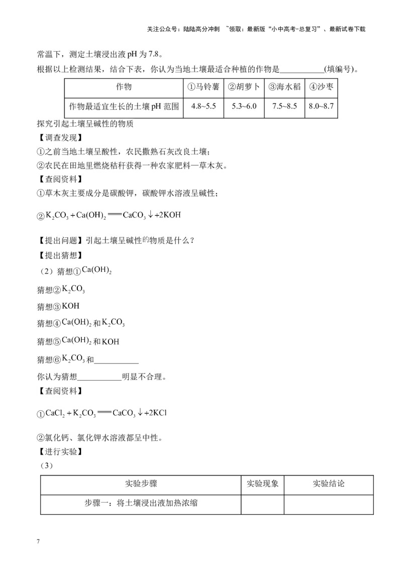 专题七实验探究题2025届中考化学二轮专题达标训练（含答案）_02中考总复习（2026版更新中）_05-化学-中考总复习_2025年中考复习资料_2025届中考化学二轮专题达标训练（含答案）