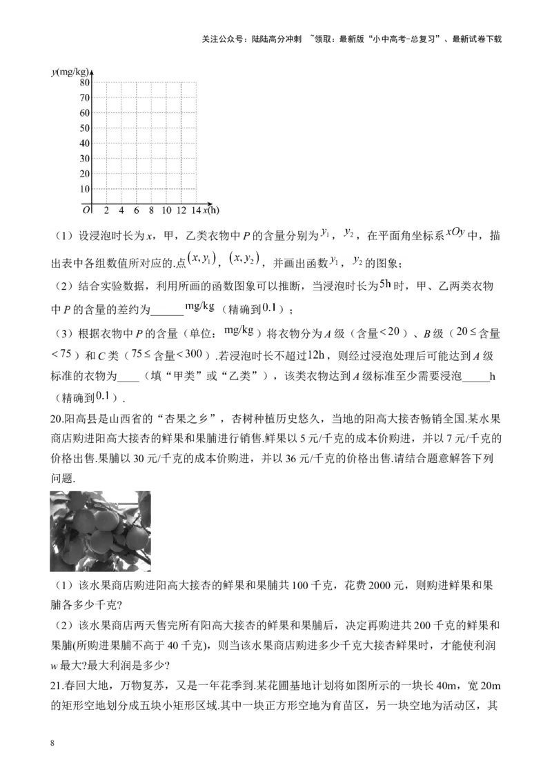 专题三变量与函数&mdash;&mdash;2025届中考一轮数学突破热点训练营（含解析）_02中考总复习（2026版更新中）_02-数学-中考总复习_2025中考复习资料_2025届中考数学一轮突破&nbsp;热点训练营(含解析)