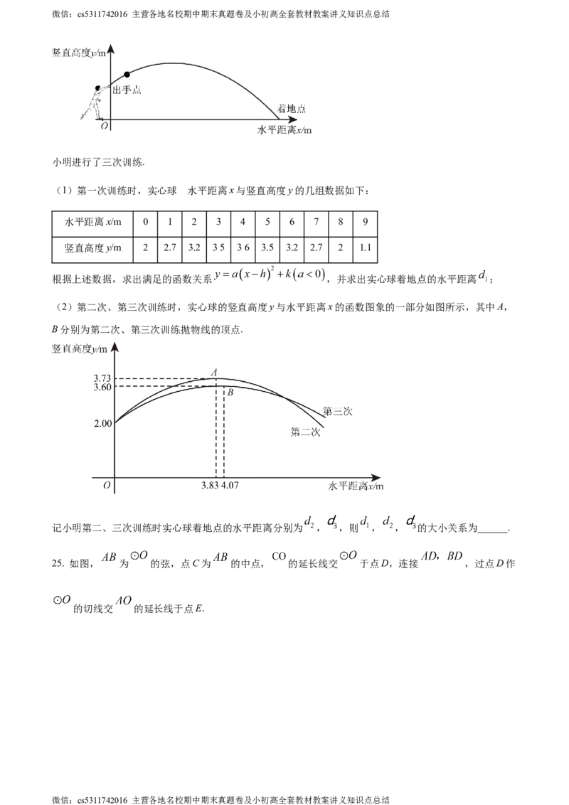 精品解析：北京市顺义区2023-2024学年九年级上学期期末数学试题（原卷版）(1)_北京初中期末题_C605-京七八九_B京市数学七八九_北京9上数学_2023-2024_北京数学9上期末