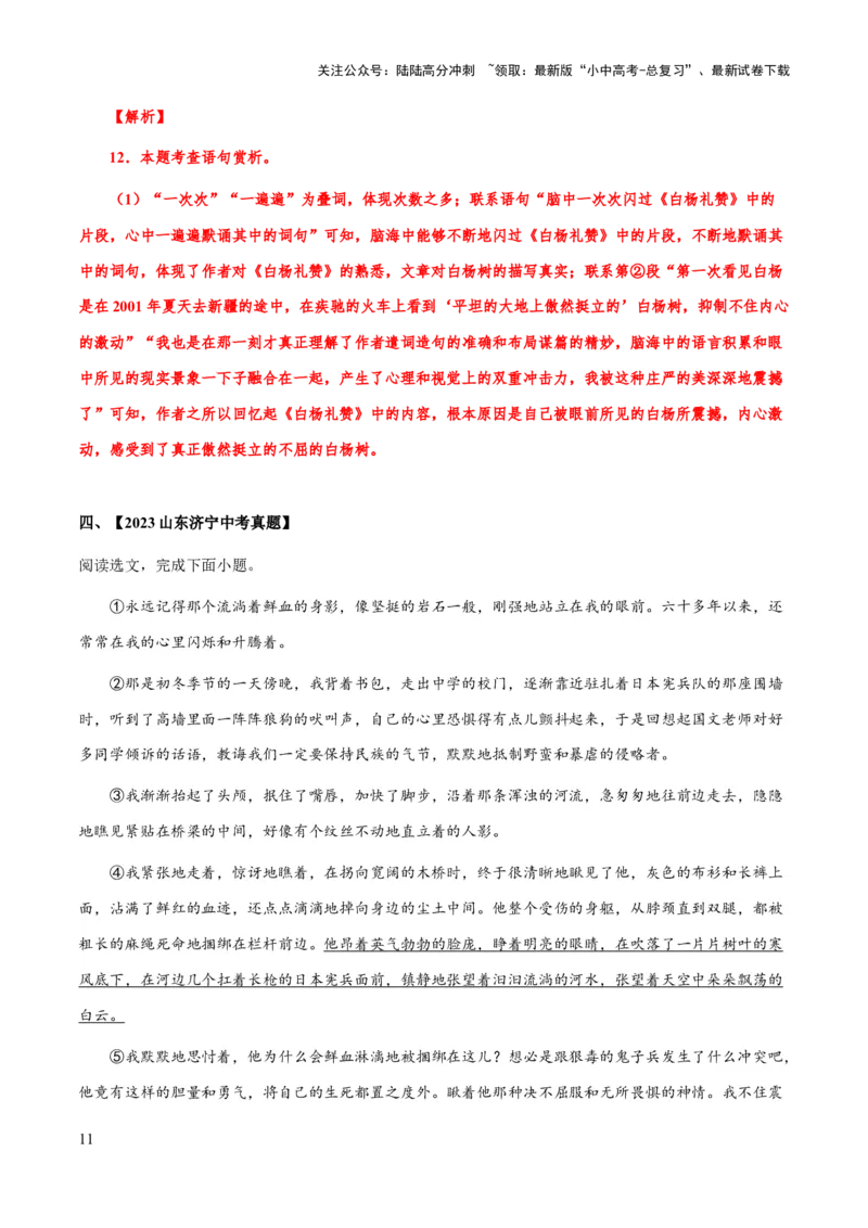 专题52文学类文本之字词赏析（知识梳理+练习）(解析版）_02中考总复习（2026版更新中）_01-语文-中考总复习_2025年中考资料_备战2025年中考语文一轮复习考点突破（全国通用）