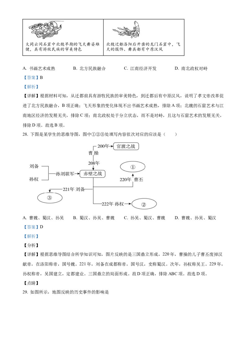 精品解析：北京市第二中学2022-2023学年七年级上学期期末历史试题（解析版）(1)_北京初中期末题_C605-京七八九_B京历史七八九_北京7上历史_北京7上历史期末