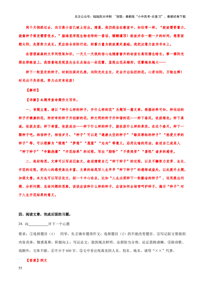 专题70中考作文之选材（知识梳理+练习）（解析版）_02中考总复习（2026版更新中）_01-语文-中考总复习_2025年中考资料_备战2025年中考语文一轮复习考点突破（全国通用）