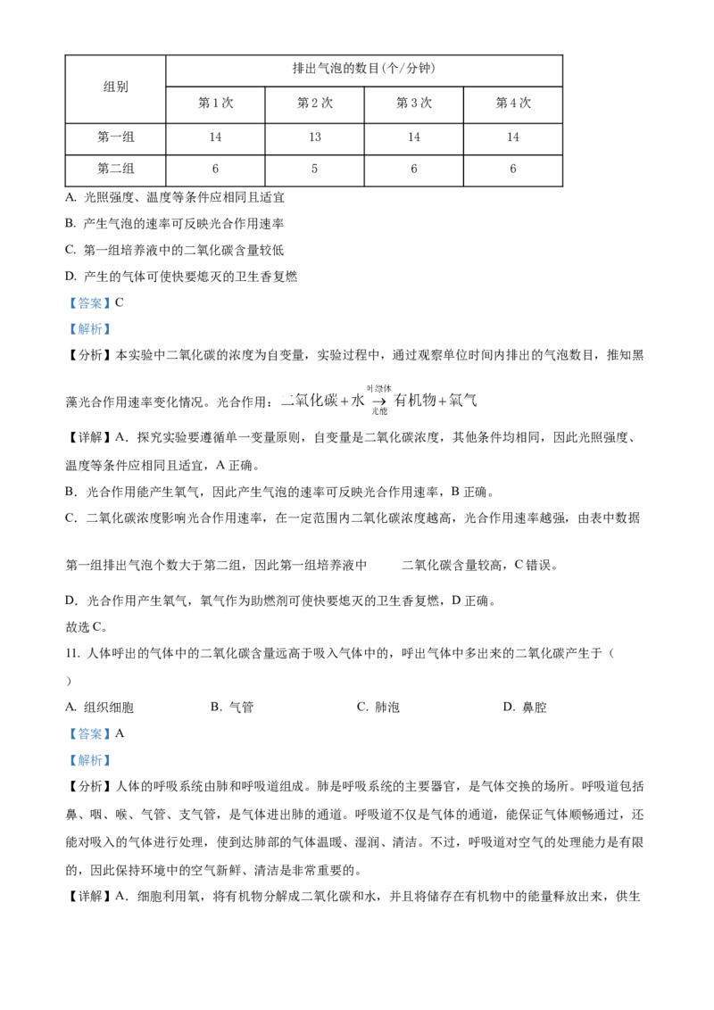 精品解析：北京市海淀区2021-2022学年八年级下学期期中练习（一模）生物试题（解析版）(1)_北京初中期末题_C605-京七八九_B京生物七八九_北京八下生物