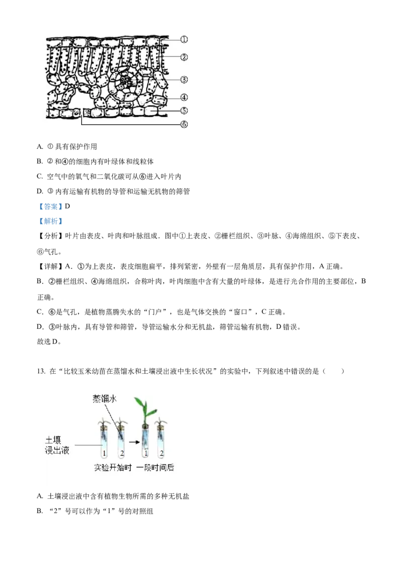 精品解析：北京市昌平区新学道临川学校2021-2022学年八年级下学期第一次月考生物试题（解析版）(1)_北京初中期末题_C605-京七八九_B京生物七八九_北京八下生物