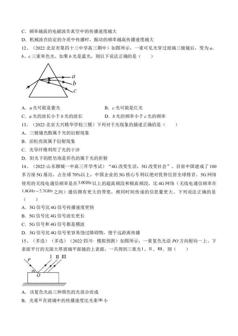 专题11.2　光的干涉、衍射和偏振练&mdash;&mdash;2023年高考物理一轮复习讲练测（新教材新高考通用）（原卷版）_4.2025物理总复习_2023年新高复习资料_一轮复习