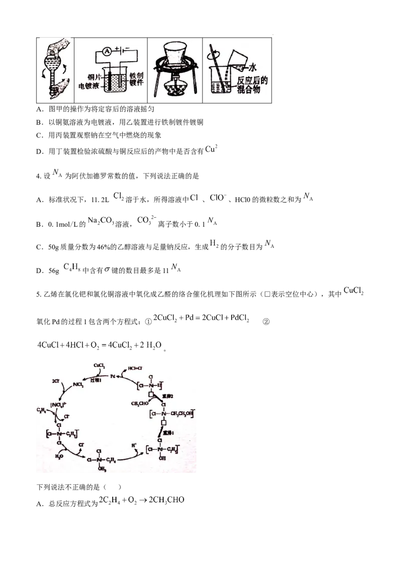 江西省南昌市第十中学2024-2025学年高三上学期第一次月考化学+答案_A1502026各地模拟卷（超值！）_10月_241025江西省南昌市第十中学2024-2025学年高三上学期第一次月考（全）