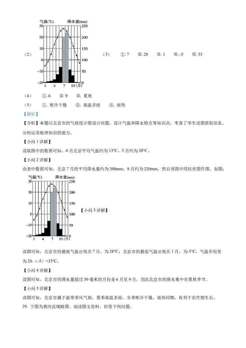 精品解析：北京市石景山区2022-2023学年七年级上学期期末地理试题（解析版）(1)_北京初中期末题_C605-京七八九_B京地理七八九_地理_北京7上地理_2022-2024_北京地理7上期末