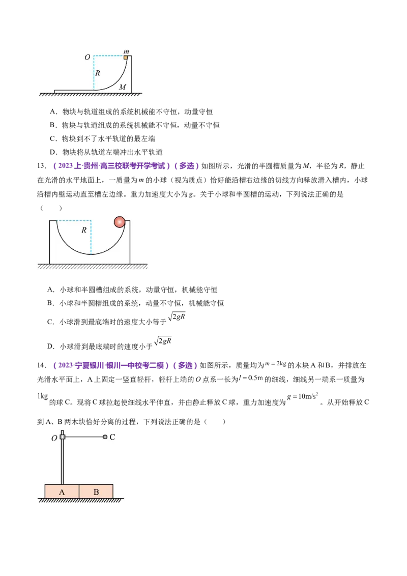 专题07动量定理动量守恒定律（练习）（原卷版）_4.2025物理总复习_2024年新高考资料_2.2024二轮复习_2024年高考物理二轮复习讲练测（新教材新高考）