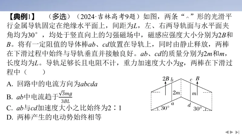 2025版高考物理二轮复习配套课件第一部分专题四电路和电磁感应素养培优6电磁感应中动力学、能量和动量的综合_4.2025物理总复习_2025年新高考资料_二轮复习