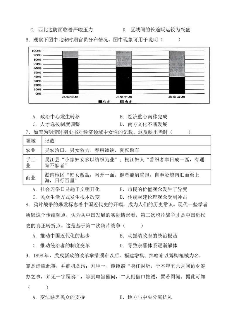 福建省福州市八县（市）协作校2024-2025学年高三上学期期中联考试题历史Word版含答案_A1502026各地模拟卷（超值！）_11月