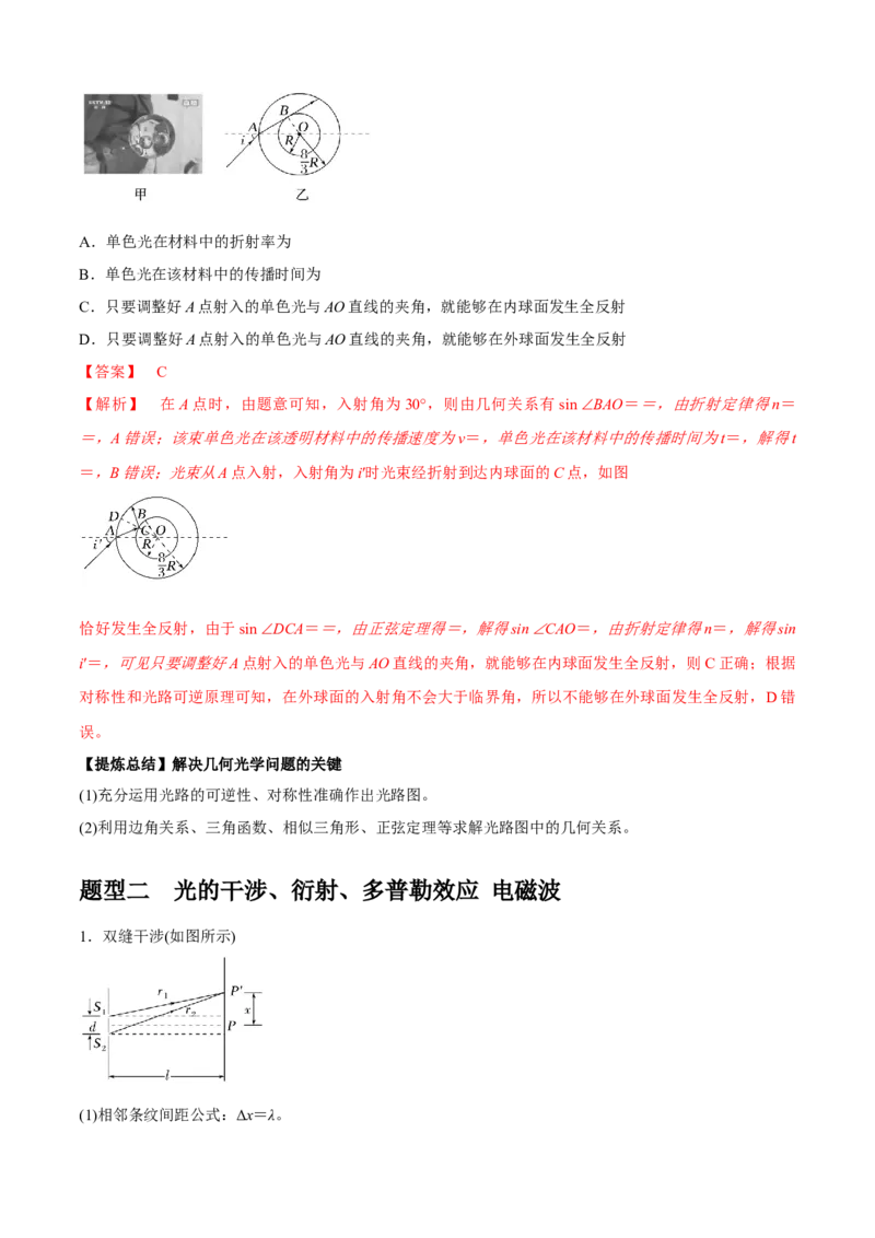 专题1.3几何光学与物理光学问题（解析版）_4.2025物理总复习_2023年新高复习资料_二轮复习_2023届高考物理二、三轮复习总攻略290387341