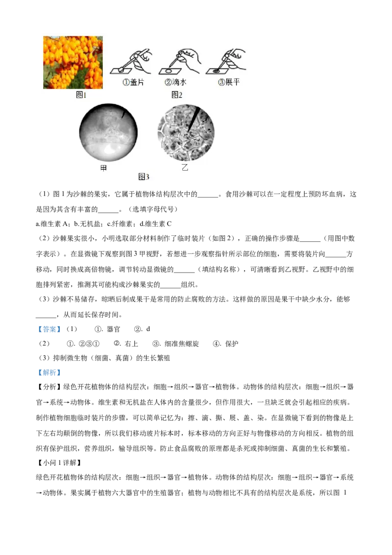 精品解析：北京市第四十三中学2021-2022学年八年级下学期期中生物试题（解析版）(1)_北京初中期末题_C605-京七八九_B京生物七八九_北京八下生物
