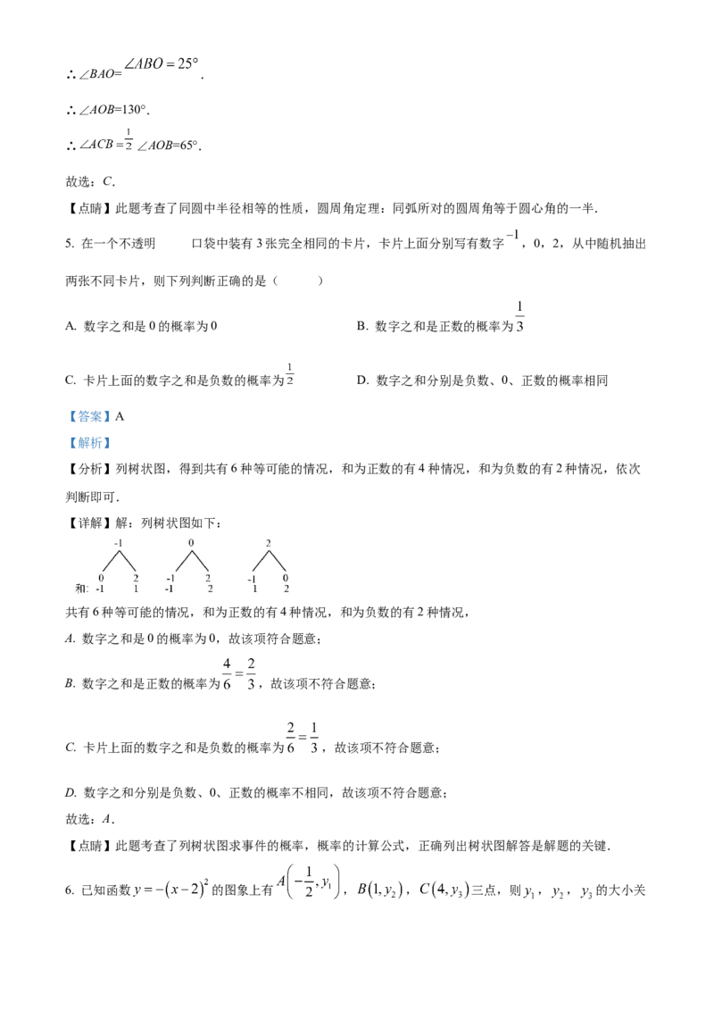 精品解析：北京市陈经纶中学分校2021-2022学年九年级上学期期中数学试题（解析版）(1)_北京初中期末题_C605-京七八九_B京市数学七八九_北京9上数学_2021-2022