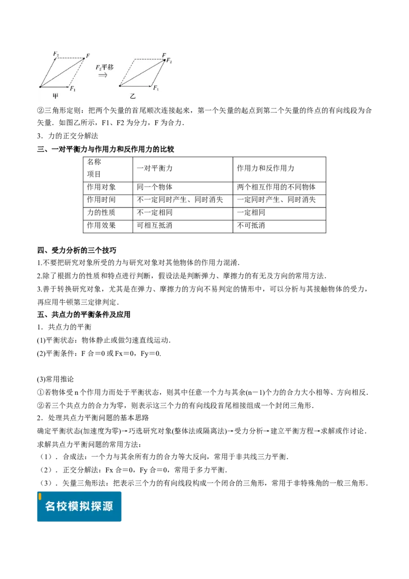专题02三种力及静态平衡-（解析版）_4.2025物理总复习_2025年新高考资料_专项复习_备战2025年高考物理真题题源解密（新高考通用）（完结）