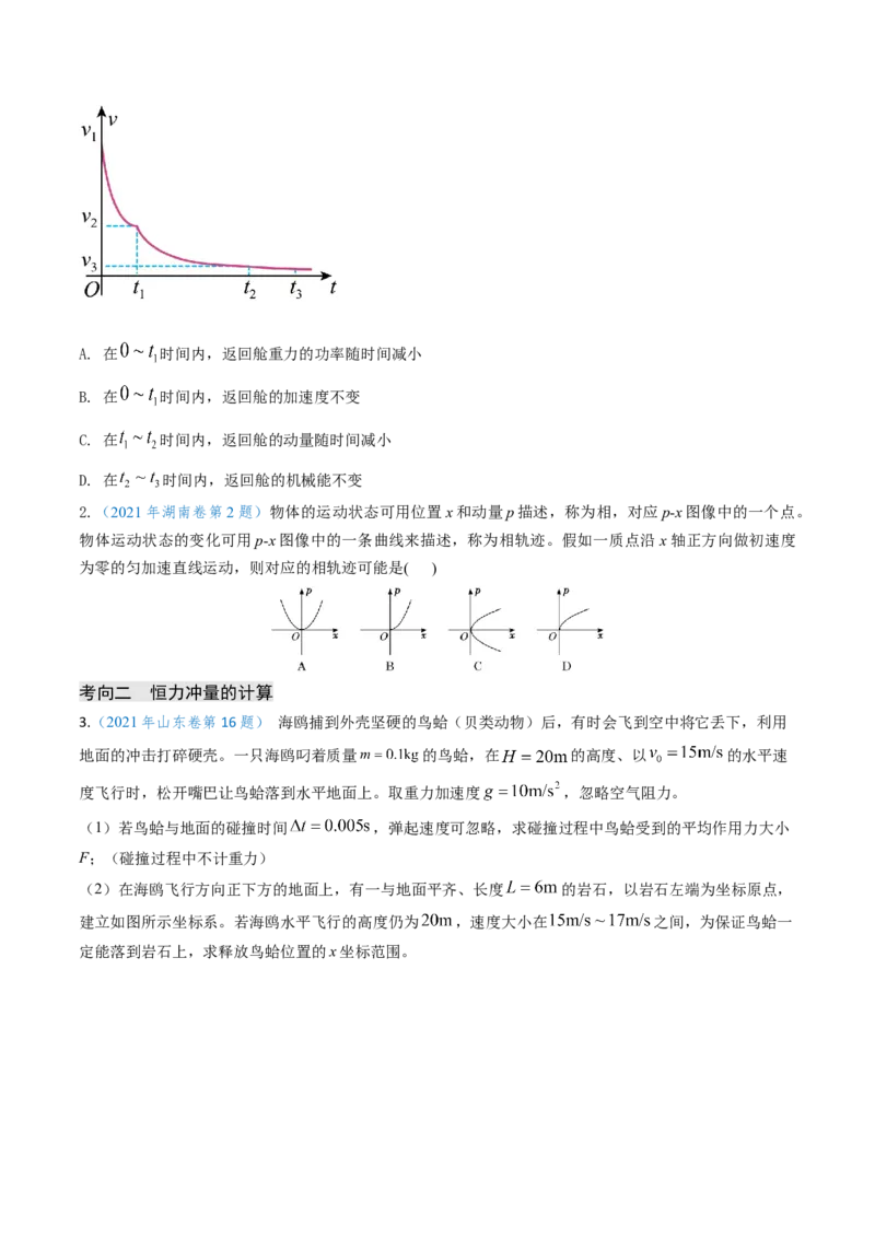 专题12动量、冲量的理解及动量定理的应用（原卷版）_4.2025物理总复习_2025年新高考资料_专项复习_备战2025年高考物理真题题源解密（新高考通用）（完结）