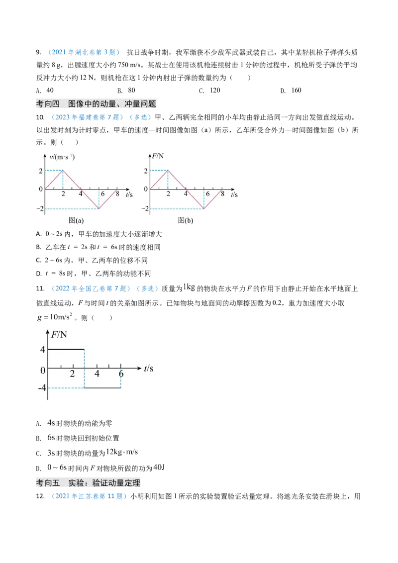 专题12动量、冲量的理解及动量定理的应用（原卷版）_4.2025物理总复习_2025年新高考资料_专项复习_备战2025年高考物理真题题源解密（新高考通用）（完结）