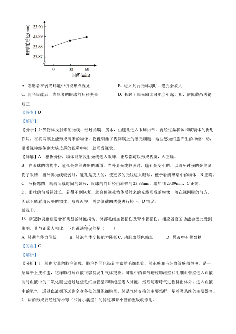 精品解析：北京市通州区2022-2023学年八年级下学期期中生物试题（解析版）(1)_北京初中期末题_C605-京七八九_B京生物七八九_北京八下生物