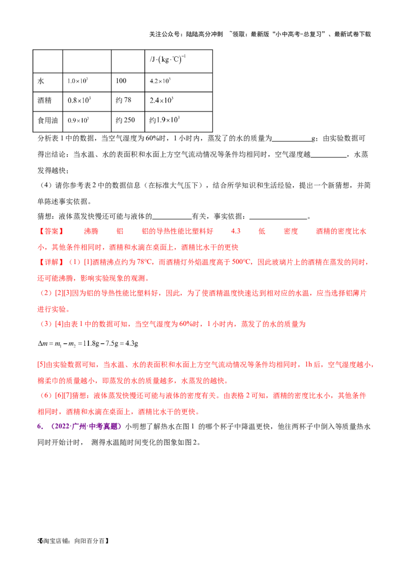 专题31热学实验专题（解析版）_02中考总复习（2026版更新中）_04-物理-中考总复习_2024年中考复习资料_一轮复习_完备战2024年中考物理一轮复习考点帮（全国通用）