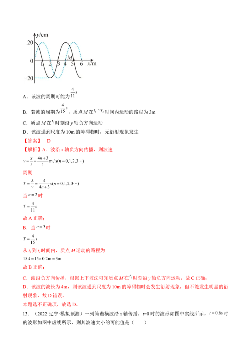 专题10.2　机械波练&mdash;&mdash;2023年高考物理一轮复习讲练测（新教材新高考通用）（解析版）_4.2025物理总复习_2023年新高复习资料_一轮复习