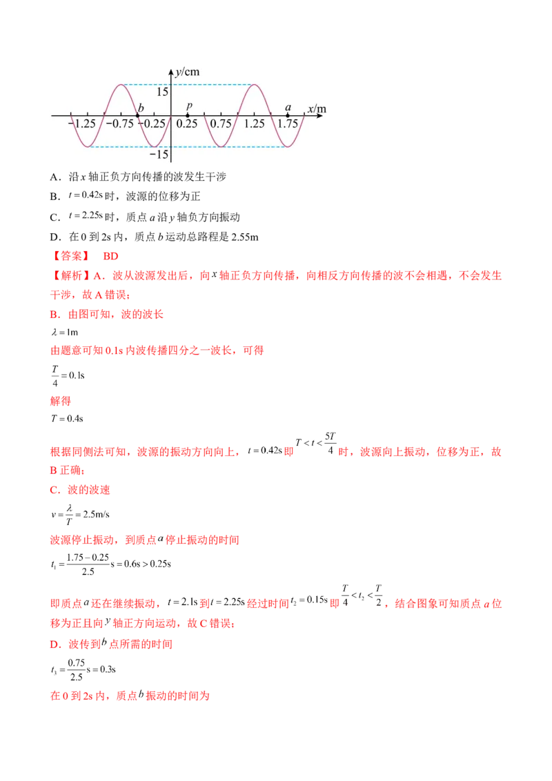 专题10.2　机械波练&mdash;&mdash;2023年高考物理一轮复习讲练测（新教材新高考通用）（解析版）_4.2025物理总复习_2023年新高复习资料_一轮复习
