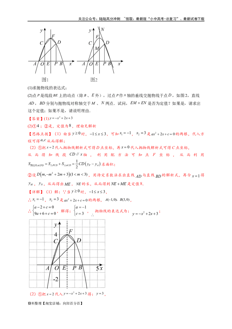 专题3-1二次函数中的10类定值、定点问题（解析版）_02中考总复习（2026版更新中）_02-数学-中考总复习_2024年中考复习资料_专项复习资料_教师版（含答案解析）