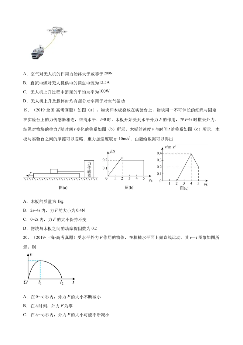 2017-2022年全国各地高考物理真题汇编：牛顿运动定律（Word版含答案）_4.2025物理总复习_2023年新高复习资料_专项复习_2017-2022年近6年全国卷高考物理真题分类汇编（Word版含答案）