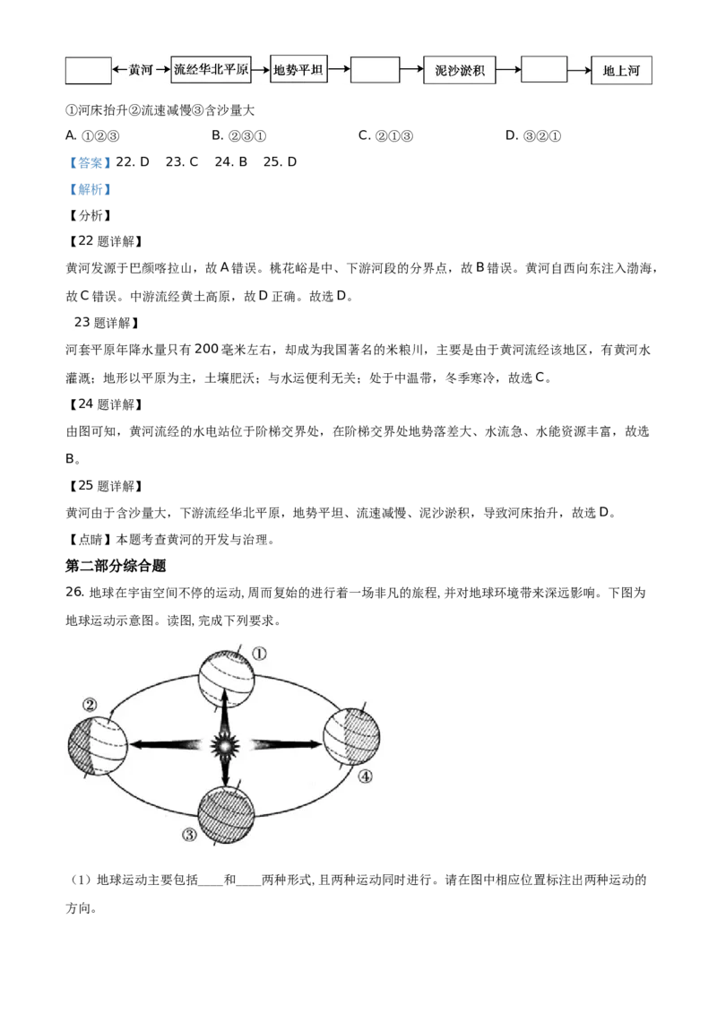 精品解析：北京市朝阳区2020-2021学年七年级上学期期末地理试题（解析版）(1)_北京初中期末题_C605-京七八九_B京地理七八九_地理_北京7上地理_2020-2022