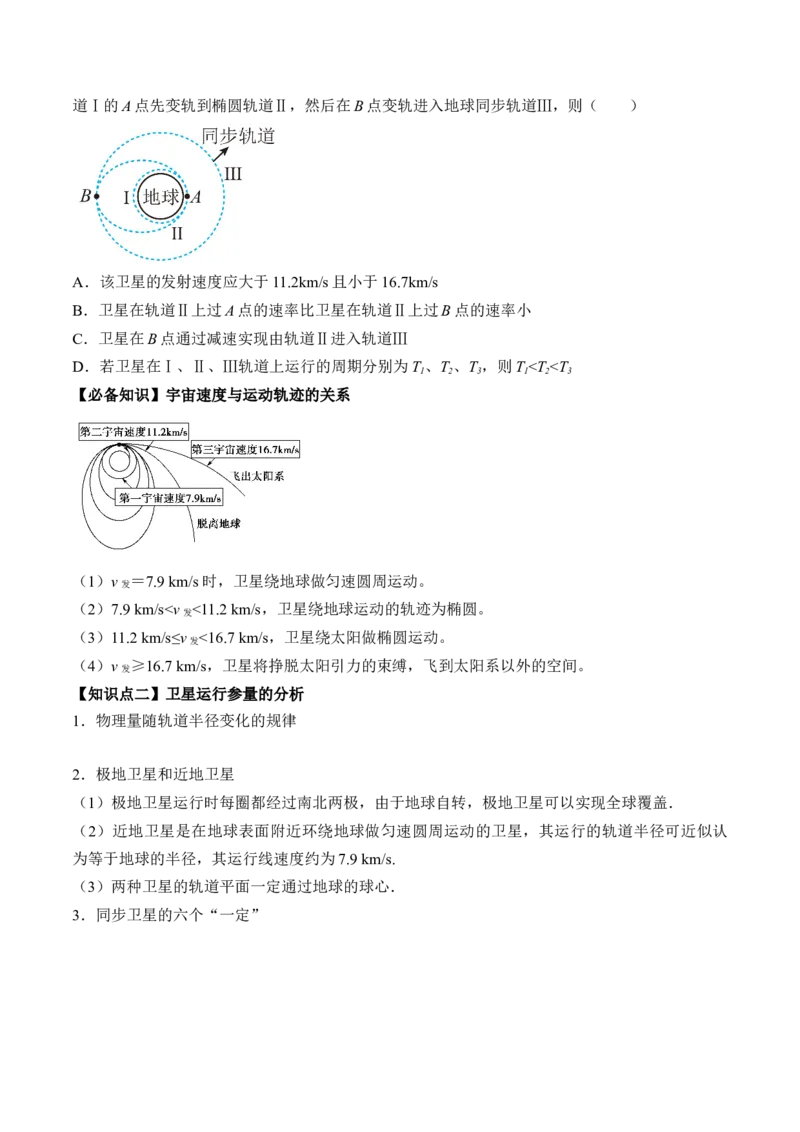专题5.2　人造卫星　宇宙速度双星模型讲&mdash;&mdash;2023年高考物理一轮复习讲练测（新教材新高考通用）（原卷版）_4.2025物理总复习_2023年新高复习资料_一轮复习