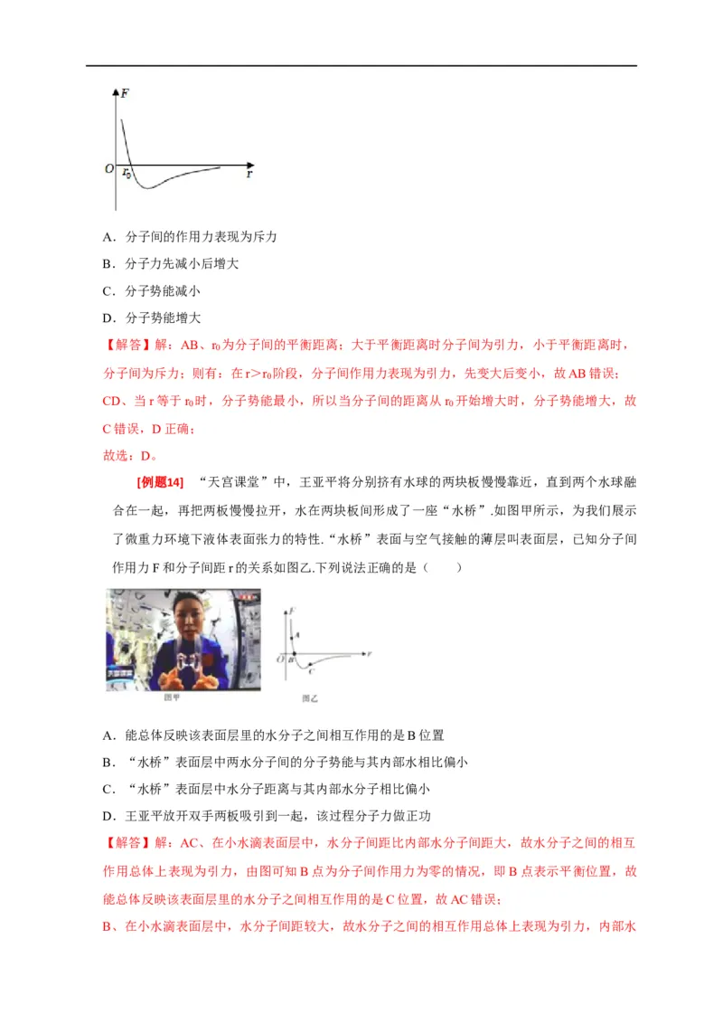 专题29分子动理论（解析版）_4.2025物理总复习_赠品通用版（老高考）复习资料_专项复习_2023年高考冲刺物理热点知识讲练与题型归纳（全国通用）