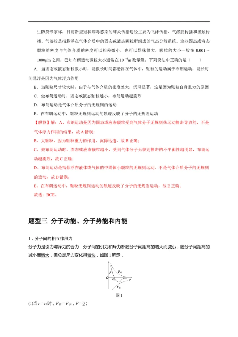 专题29分子动理论（解析版）_4.2025物理总复习_赠品通用版（老高考）复习资料_专项复习_2023年高考冲刺物理热点知识讲练与题型归纳（全国通用）