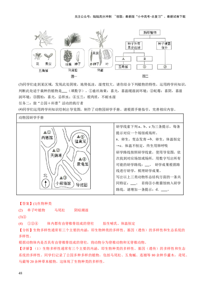 主题二生物的多样性（讲练）（解析版）_02中考总复习（2026版更新中）_08-生物-中考总复习_2025中考复习资料_2025中考二轮课件ppt+讲义+练习生物_讲义+练习