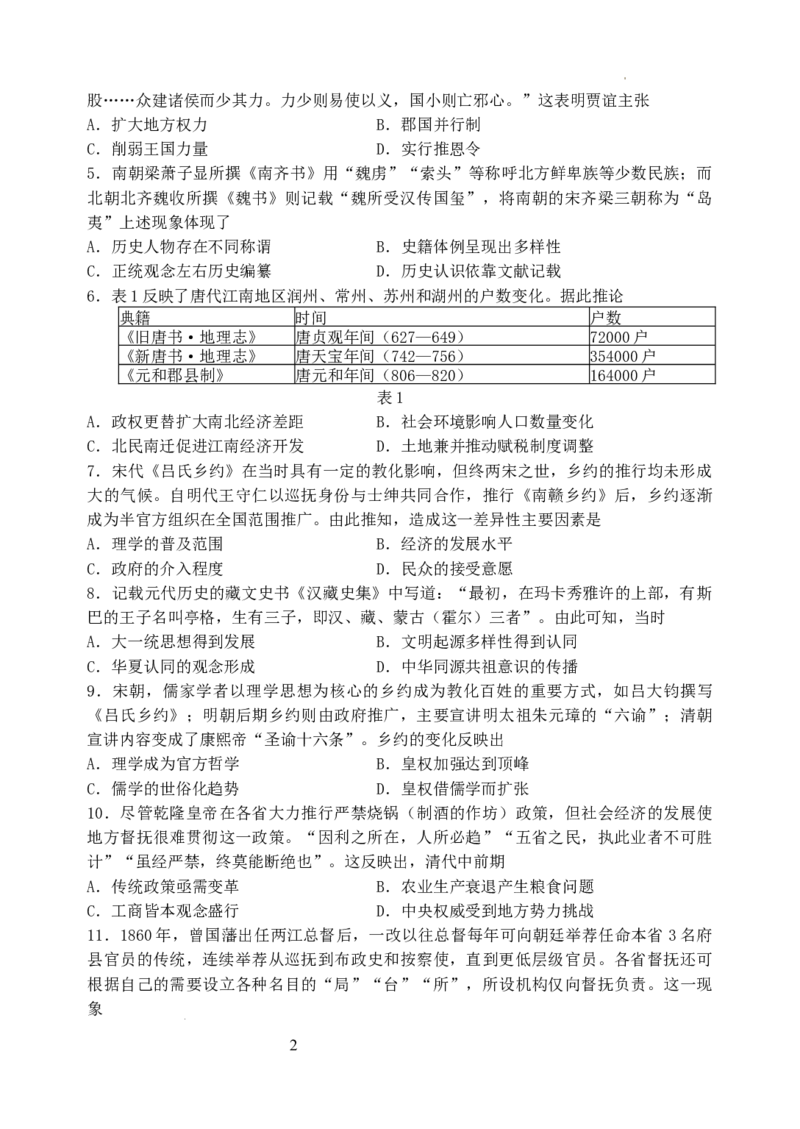 江苏省盐城市五校联考2024-2025学年高三上学期10月月考历史试题_A1502026各地模拟卷（超值！）_10月_241016江苏省盐城市五校联考2024-2025学年高三上学期10月月考