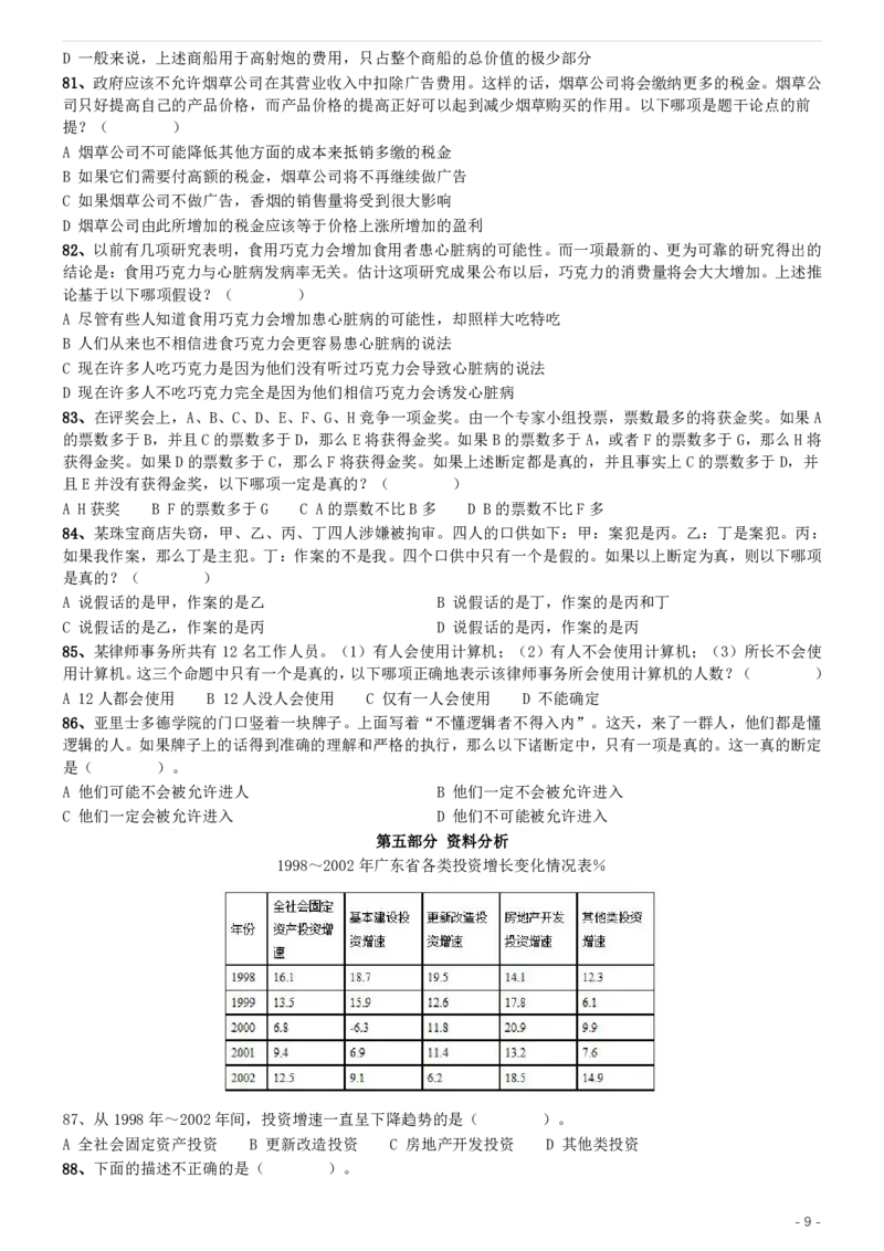 2004年国家公务员录用考试《行测》真题（A卷）_34省+国考真题_34省考+国考pdf版推荐用这个版本_国考2000-2025真题pdf推荐用这个版本_2000-2025国考行测PDF_行测-真题