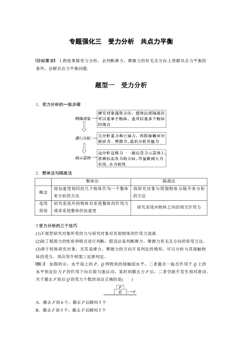 第2章专题强化3　受力分析　共点力平衡2023年高考物理一轮复习(新高考新教材)_4.2025物理总复习_2023年新高复习资料_一轮复习_2023年新高考大一轮复习讲义