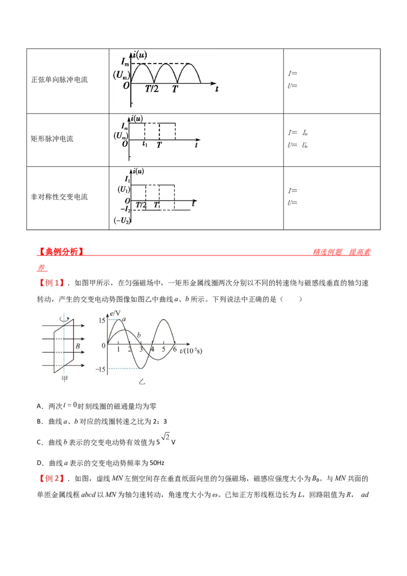 第42讲交流电的产生和描述-2024届高中物理一轮复习提升素养导学案（全国通用）原卷版_4.2025物理总复习_2024年新高考资料_1.2024一轮复习