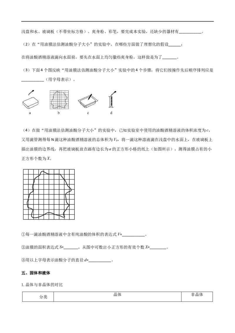 专题69分子动理论、固体与液体（原卷版）_4.2025物理总复习_2023年新高复习资料_一轮复习_2023届高三物理一轮复习多维度导学与分层专练