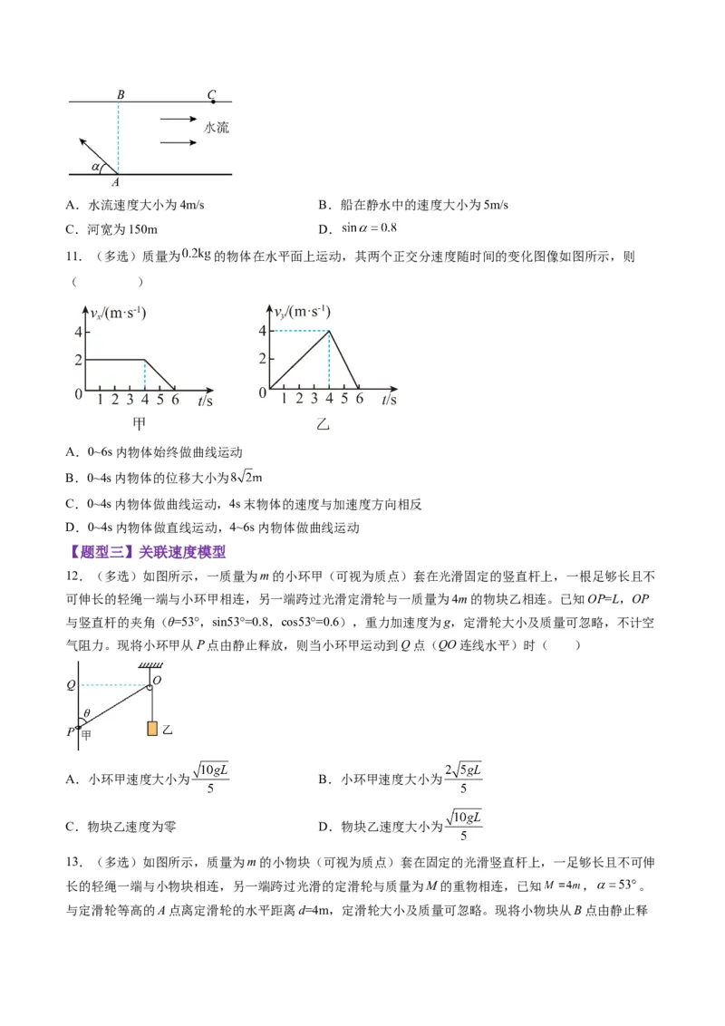 第13讲曲线运动、运动的合成与分解（练习）（原卷版）_4.2025物理总复习_2025年新高考资料_一轮复习_2025年高考物理一轮复习讲练测（新教材新高考）