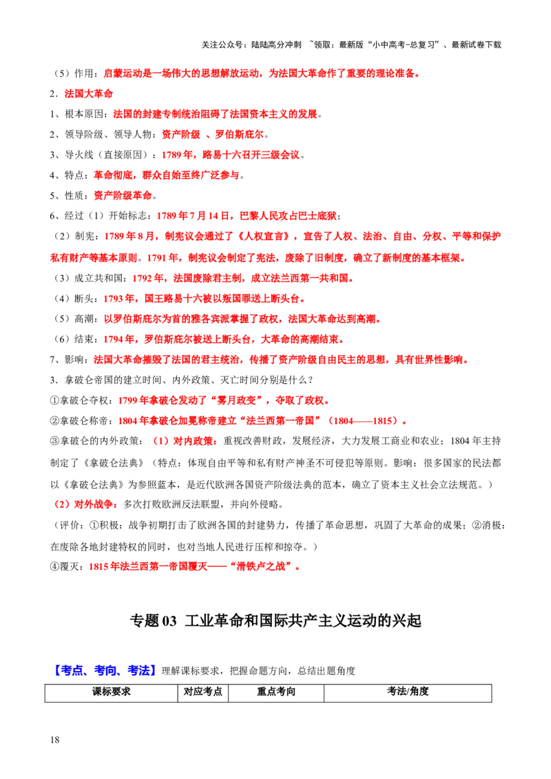 主题16++常考点一句话背记（世界史）-2025年中考历史一轮知识点梳理_02中考总复习（2026版更新中）_06-历史-中考总复习_2025年中考复习资料_2025年中考历史一轮知识点梳理