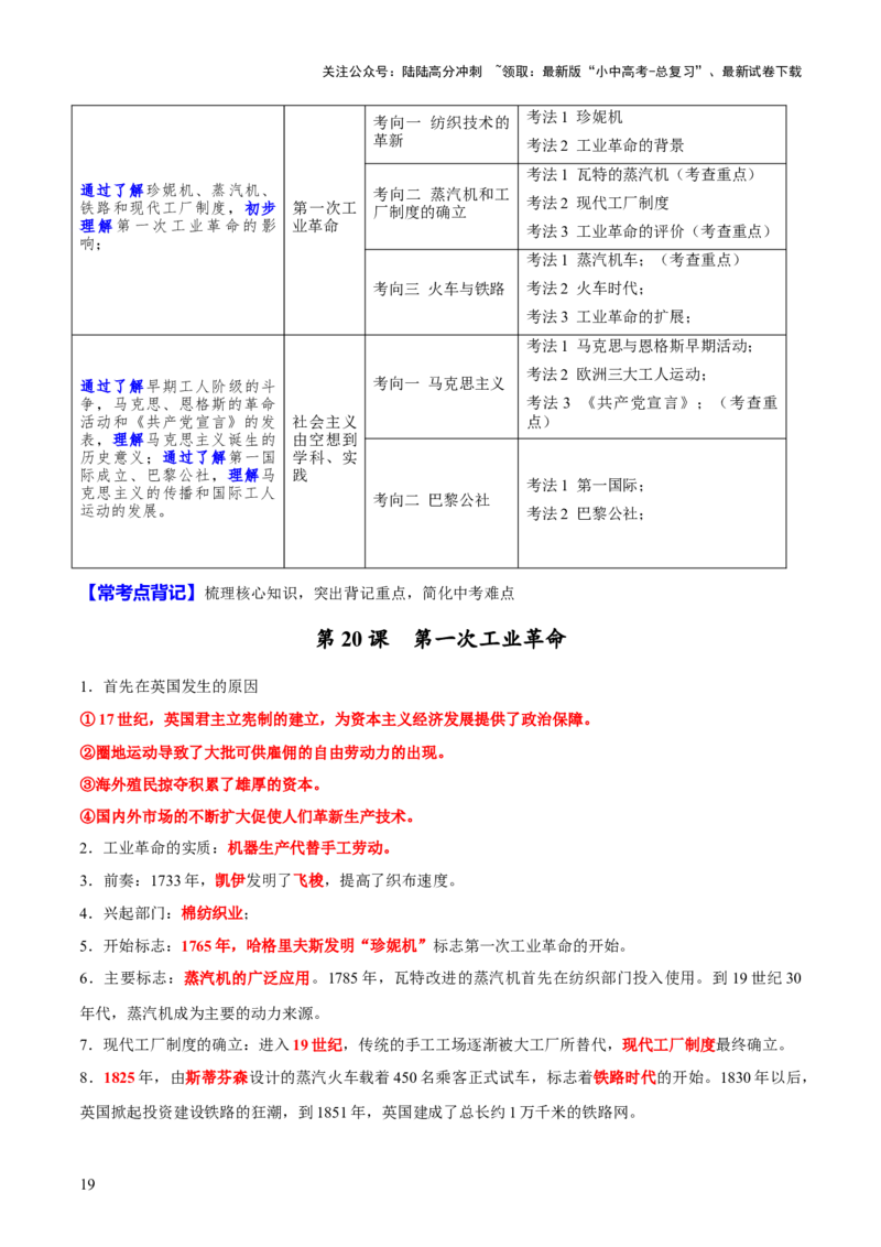 主题16++常考点一句话背记（世界史）-2025年中考历史一轮知识点梳理_02中考总复习（2026版更新中）_06-历史-中考总复习_2025年中考复习资料_2025年中考历史一轮知识点梳理