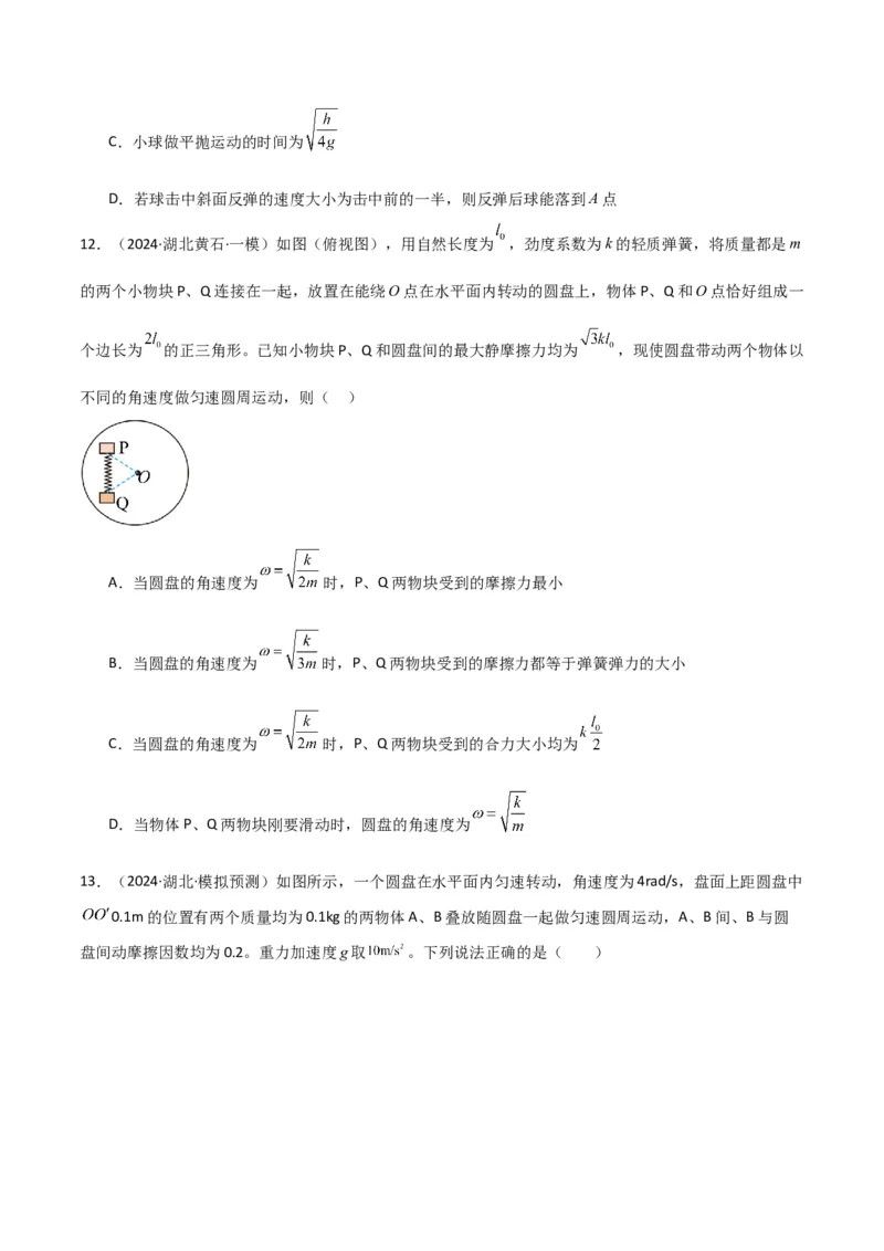 专题突破卷03圆周运动专题（绳球模型、杆球模型、轨道和管道模型、圆锥摆、斜面上的圆周运动、转盘上的圆周运动）（原卷版）_4.2025物理总复习_2025年新高考资料_一轮复习