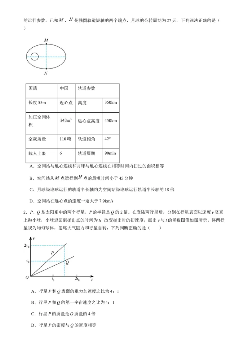 第17讲万有引力定律及其应用（练习）（原卷版）_4.2025物理总复习_2025年新高考资料_一轮复习_2025年高考物理一轮复习讲练测（新教材新高考）