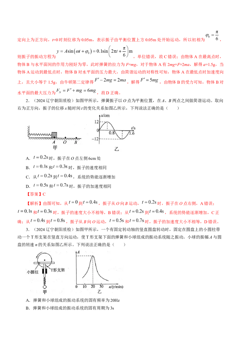 押江苏卷2题机械振动、机械波（解析版）_4.2025物理总复习_2024年新高考资料_5.2024三轮冲刺_备战2024年高考物理临考题号押题（江苏卷）322751514